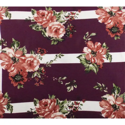 3 YD PC-Purple/Multi Floral & Stripe Print Jersey Knit Fabric