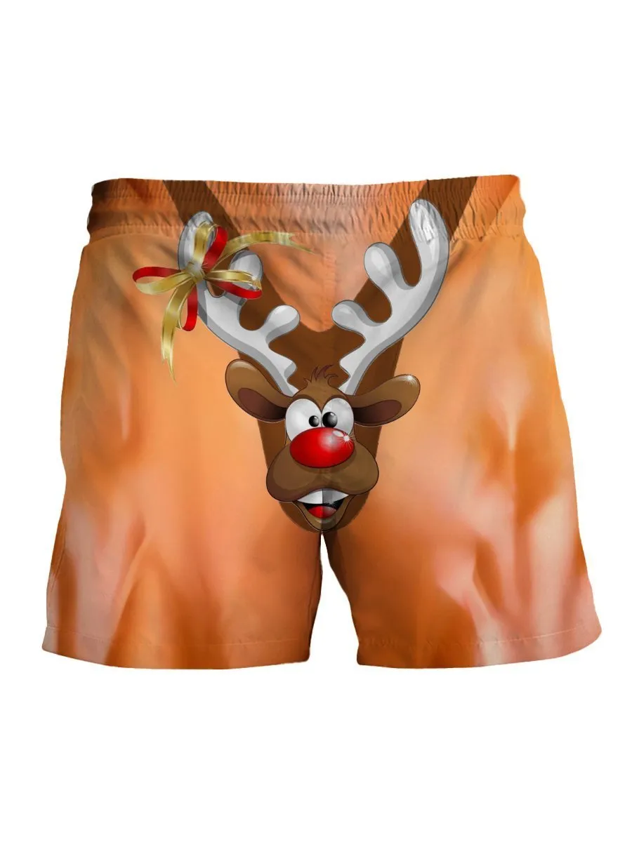 Alohadaddy Beach Vacation Funny Christmas Cartoon Men's Beach Shorts Comfortable Fun Casual Shorts