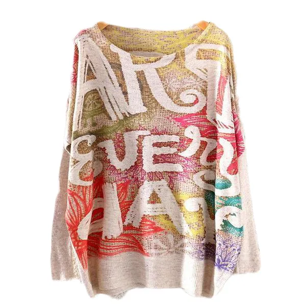 Art Everyday Printed Knitted Long Sleeve