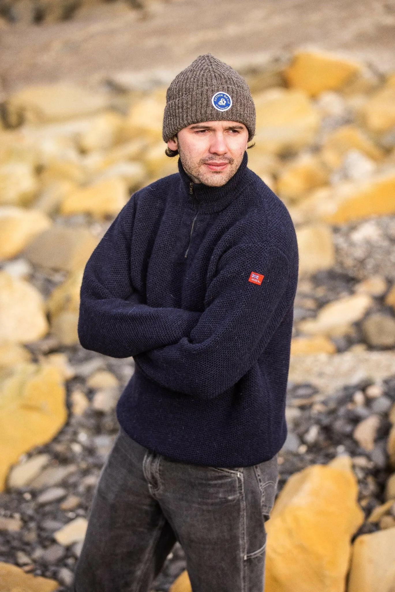 Arthur Beale Zip Neck Jumper