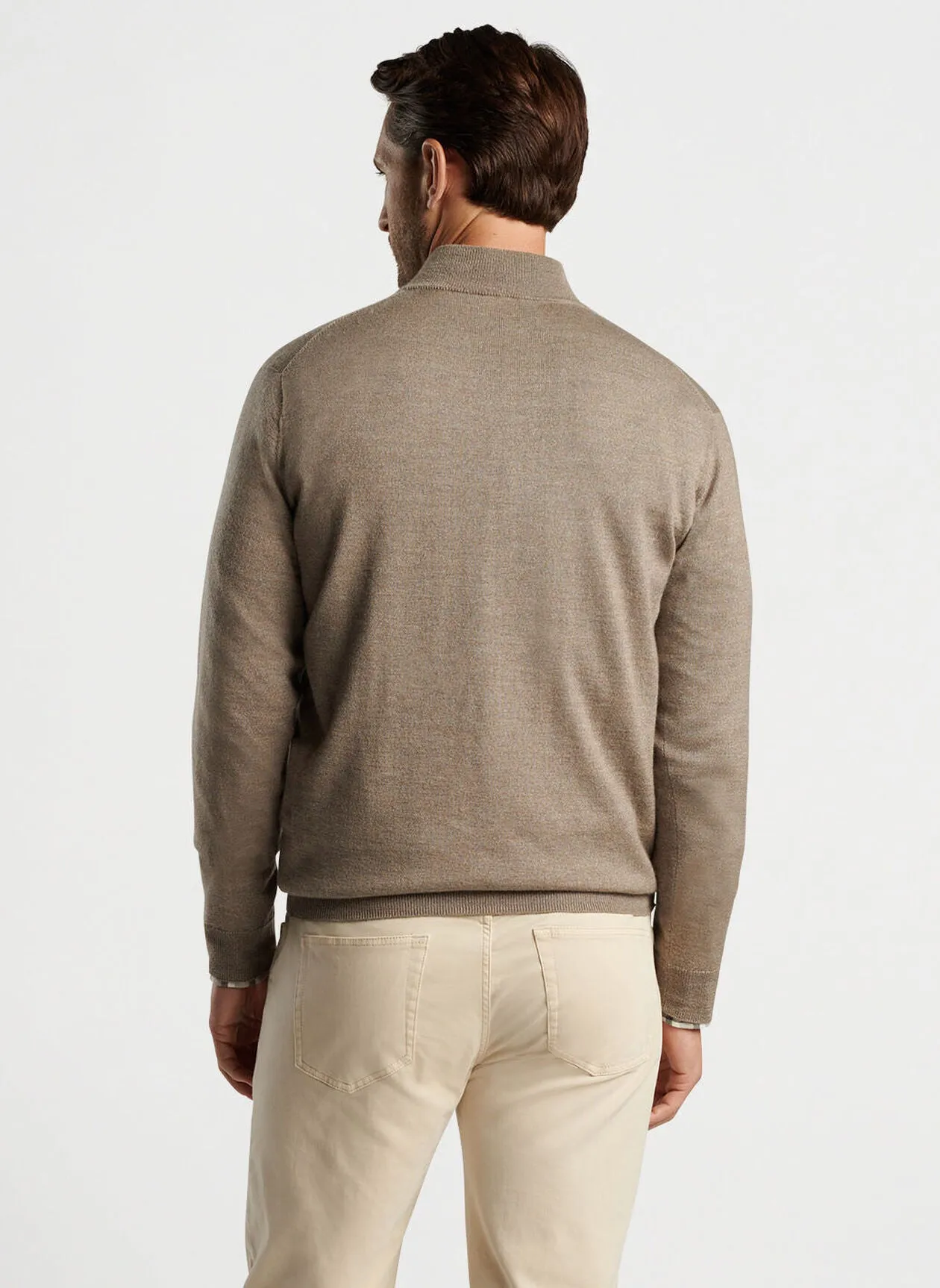 Autumn Crest Suede Trim Quarter-Zip in Irish Cream by Peter Millar