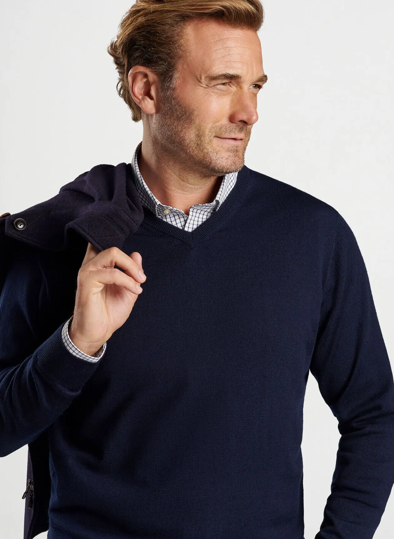 Autumn Crest V-Neck in Navy by Peter Millar