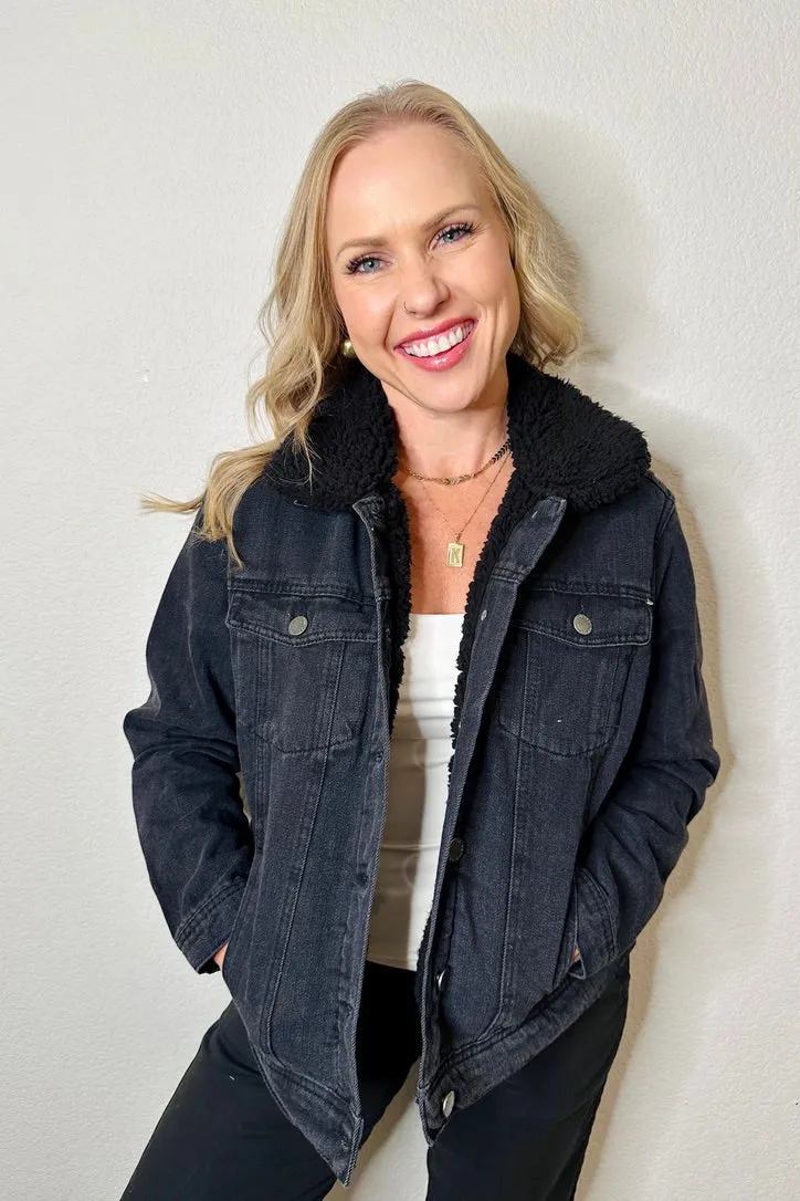 Becca Sherpa-Lined Trucker Jean Jacket