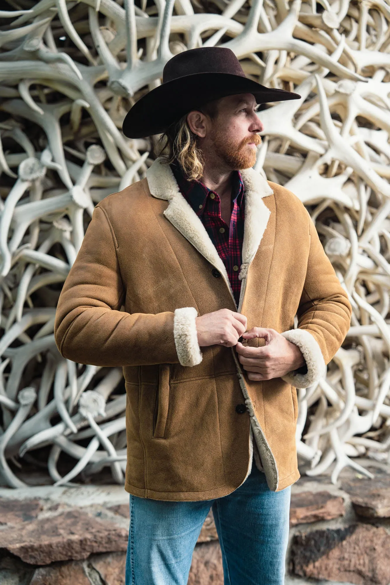 Big Sky Shearling Leather Blazer | Sandstone Brown