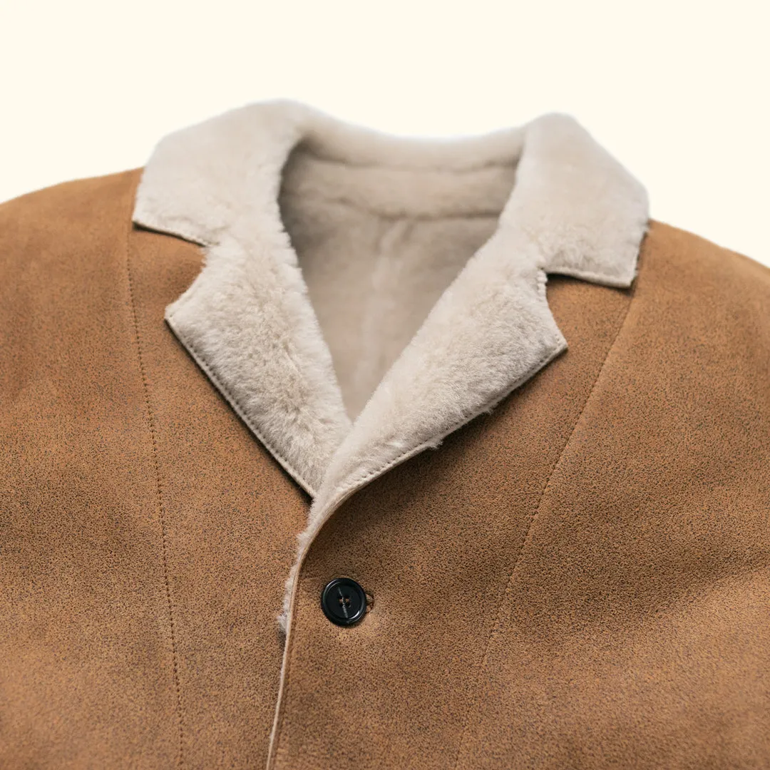 Big Sky Shearling Leather Blazer | Sandstone Brown