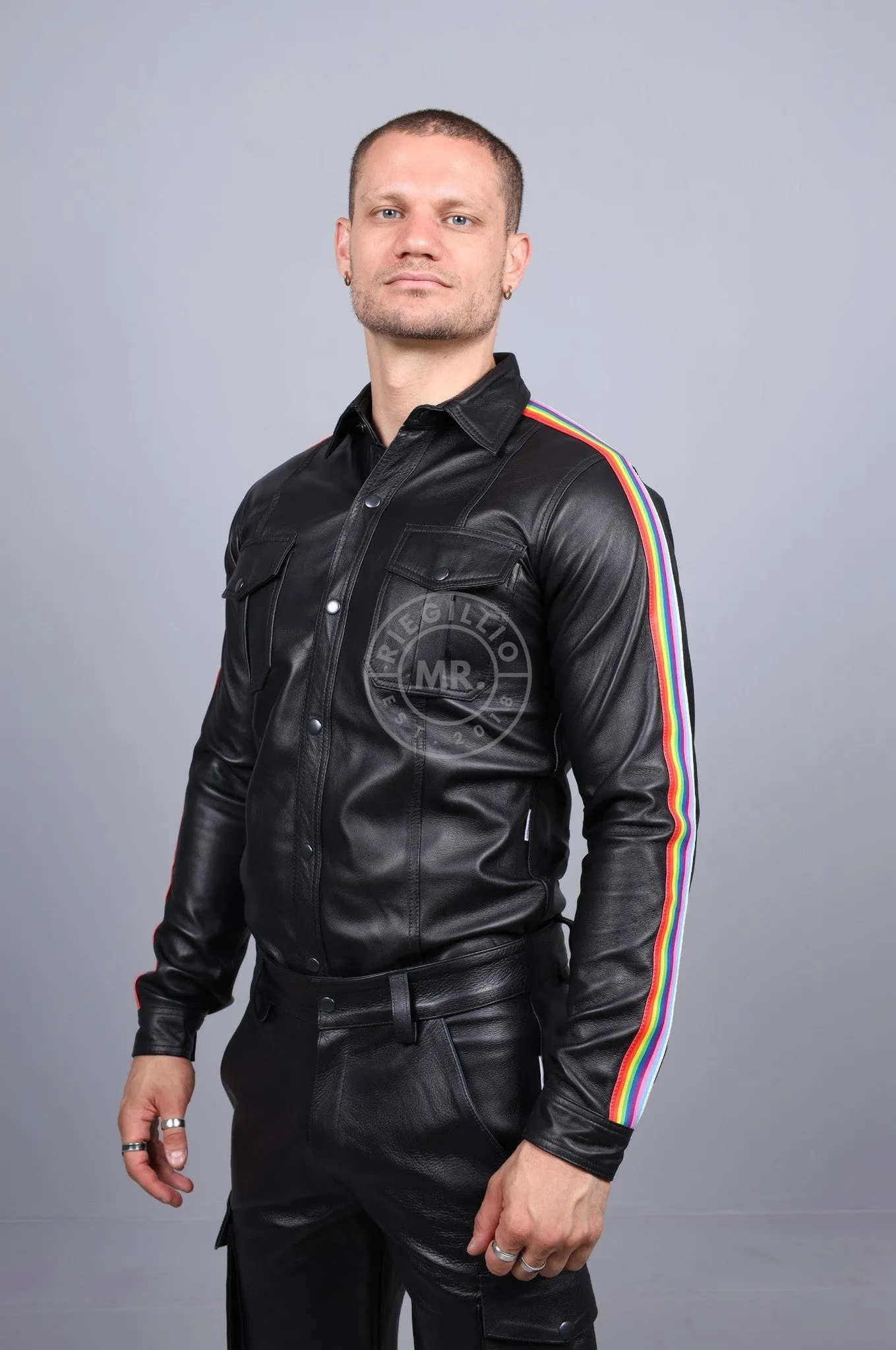 Black Leather Shirt Long Sleeves - PROUD Taping