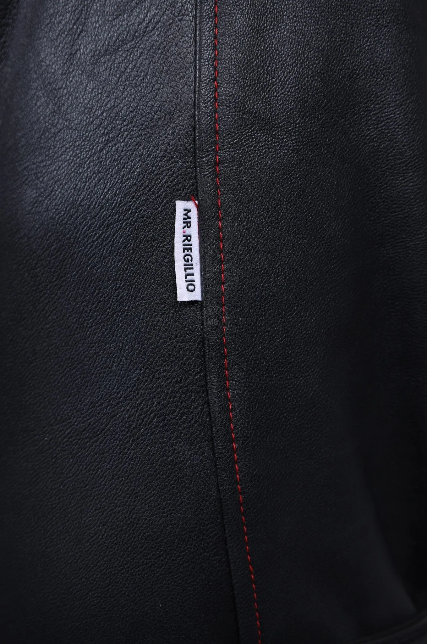 Black Leather Shirt - Red Stitching