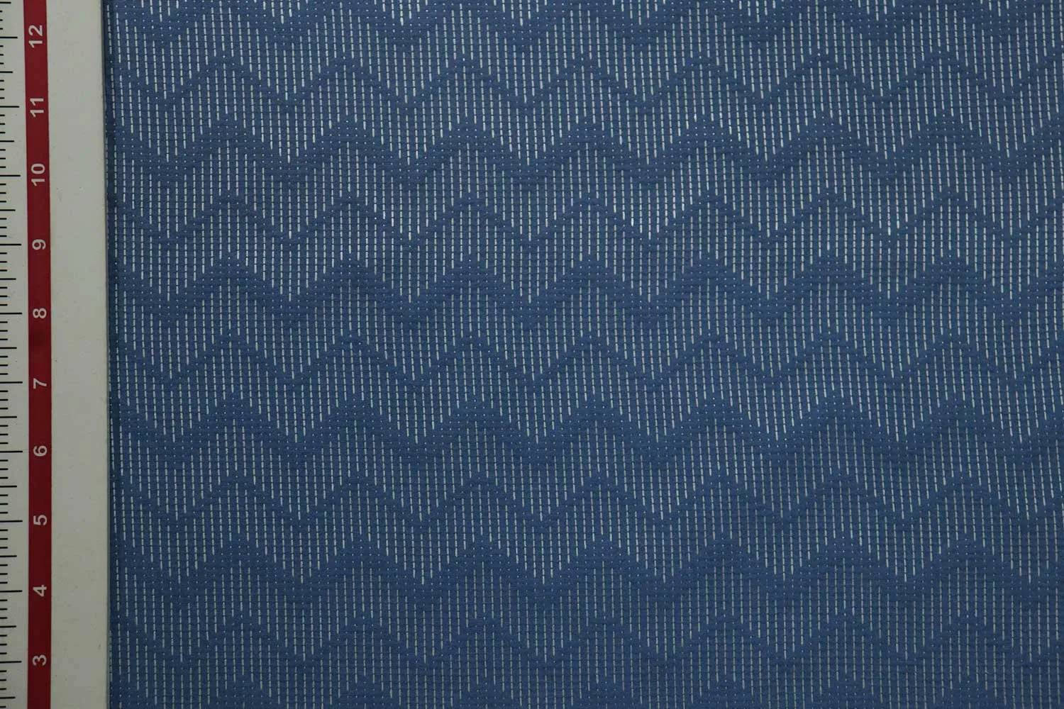 Blue Chevron Cotton Silk Dobby Fabric