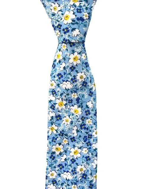 Blue, White and Yellow Floral Tie