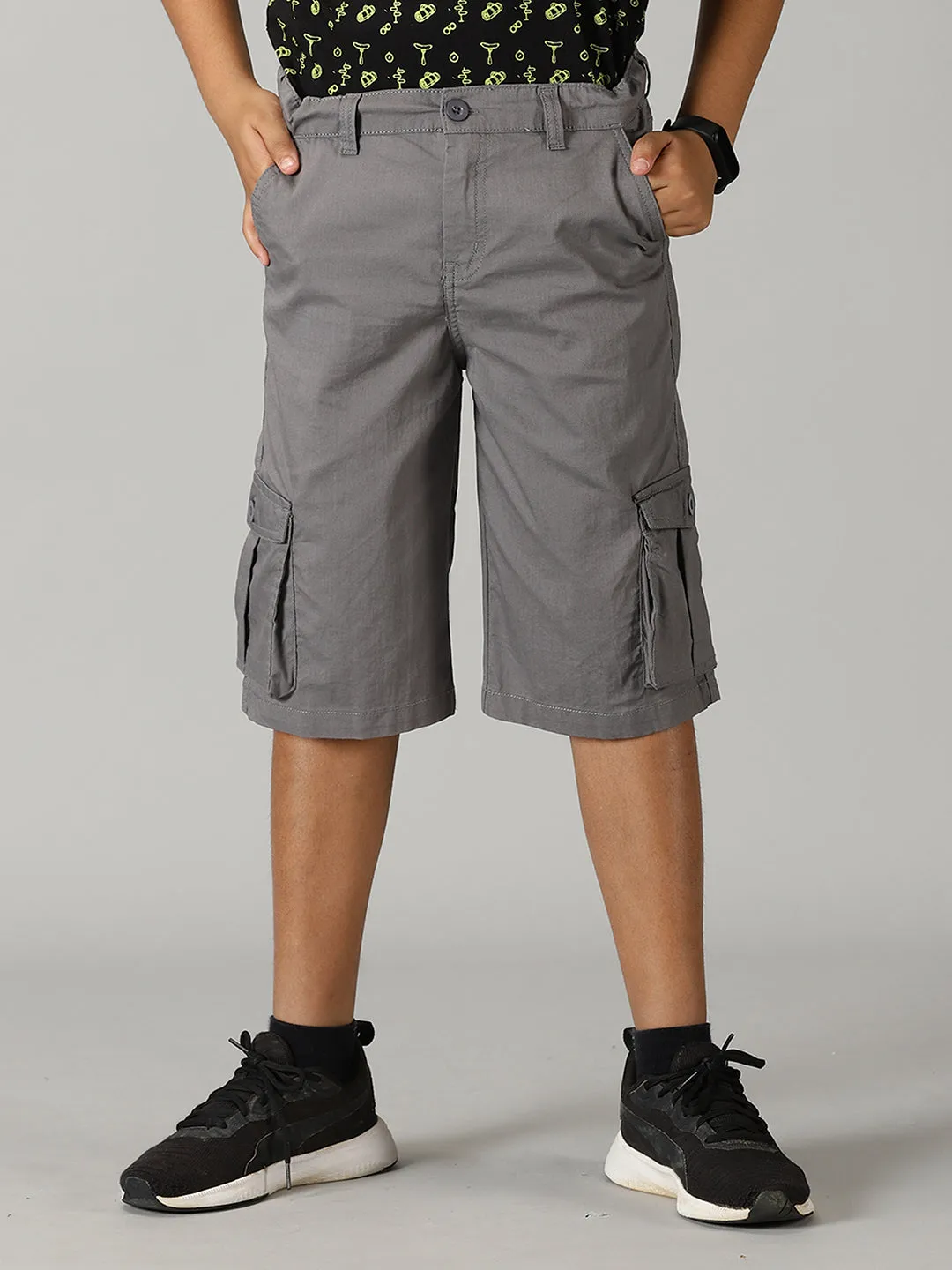 Boys Cotton Twill  Knee Length Cargo Short