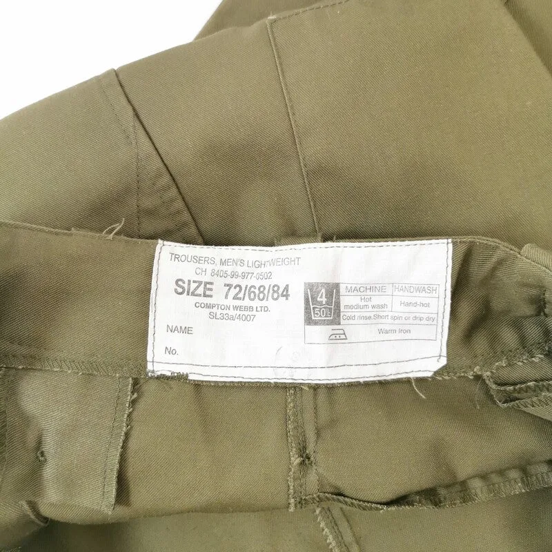 British Lightweight 'Combat' Trousers (with single leg pocket). Used / Graded. Olive Green.