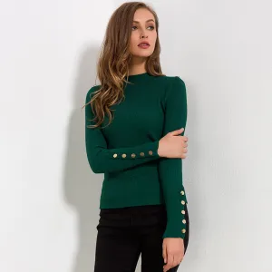 Buttoned Slit Long Sleeve Sweater