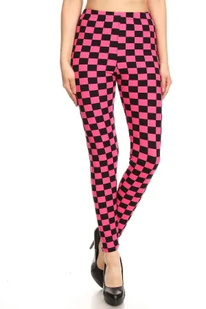 Checkered Printed High Waisted Leggings - Ships from The US