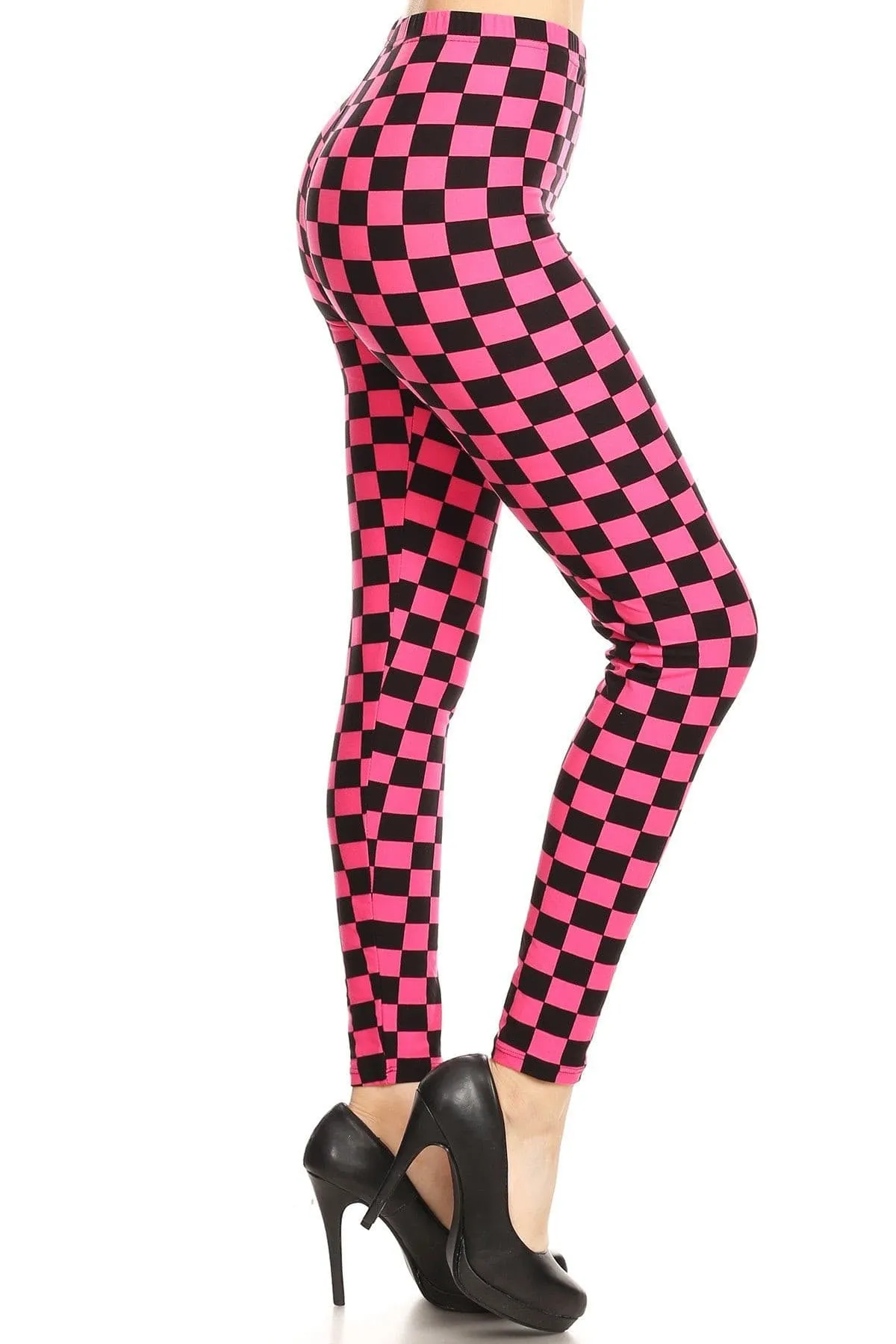 Checkered Printed High Waisted Leggings - Ships from The US