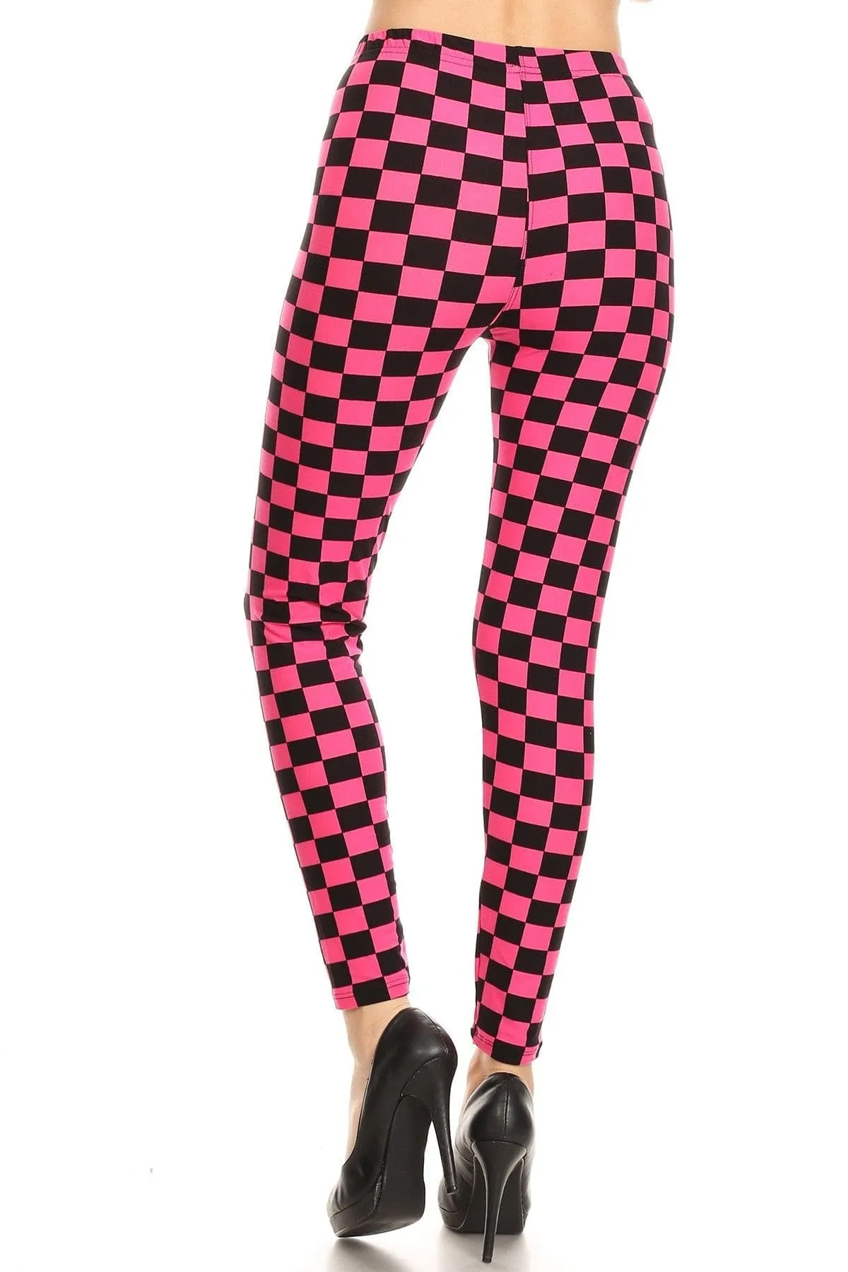 Checkered Printed High Waisted Leggings - Ships from The US