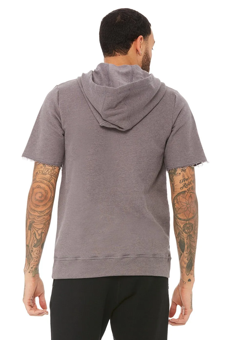 Crow Short Sleeve Hoodie - Grey Heather