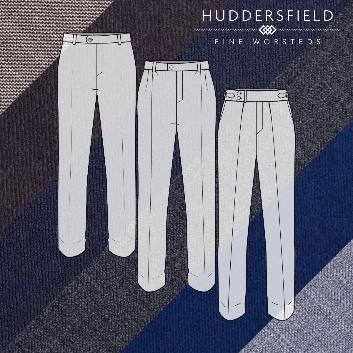 Custom Trousers Huddersfield Solid 4-Season Wools