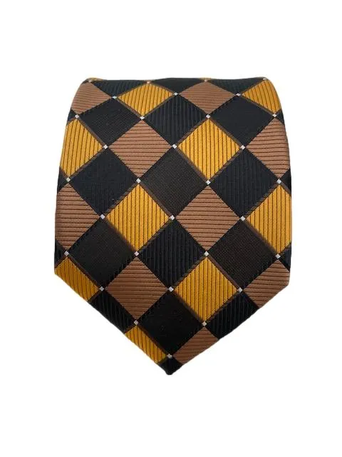 Dark Brown, Light Brown & Golden Orange Diamond Necktie