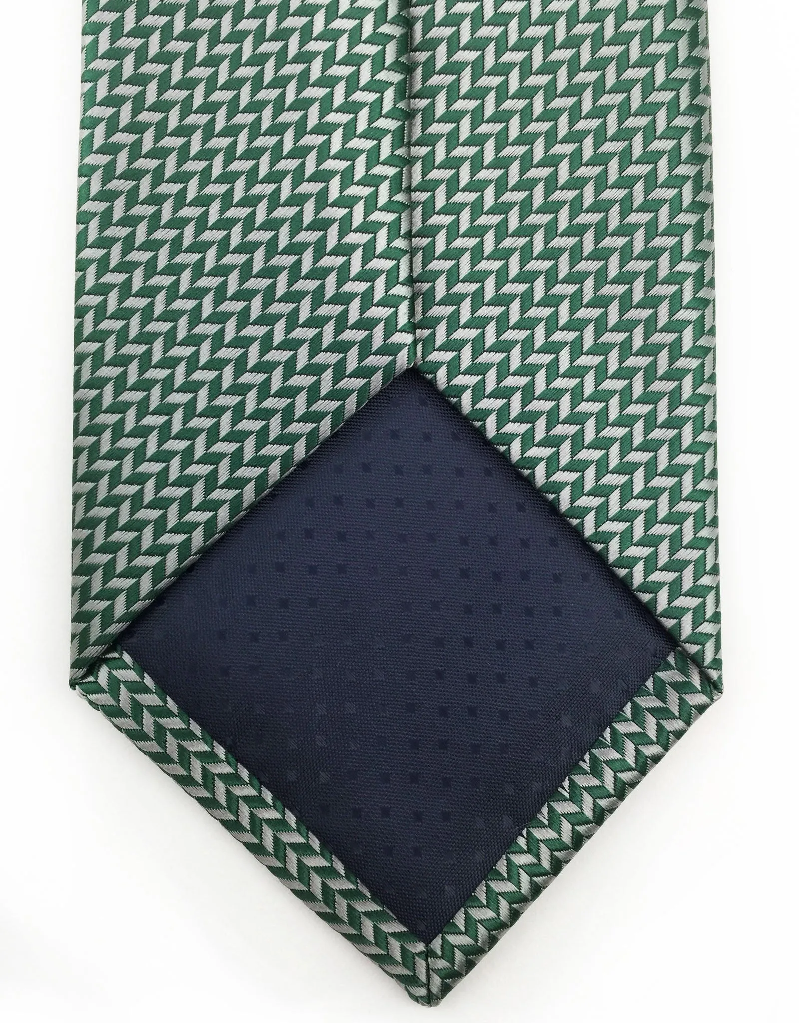 Dark Green & Silver Herringbone Tie