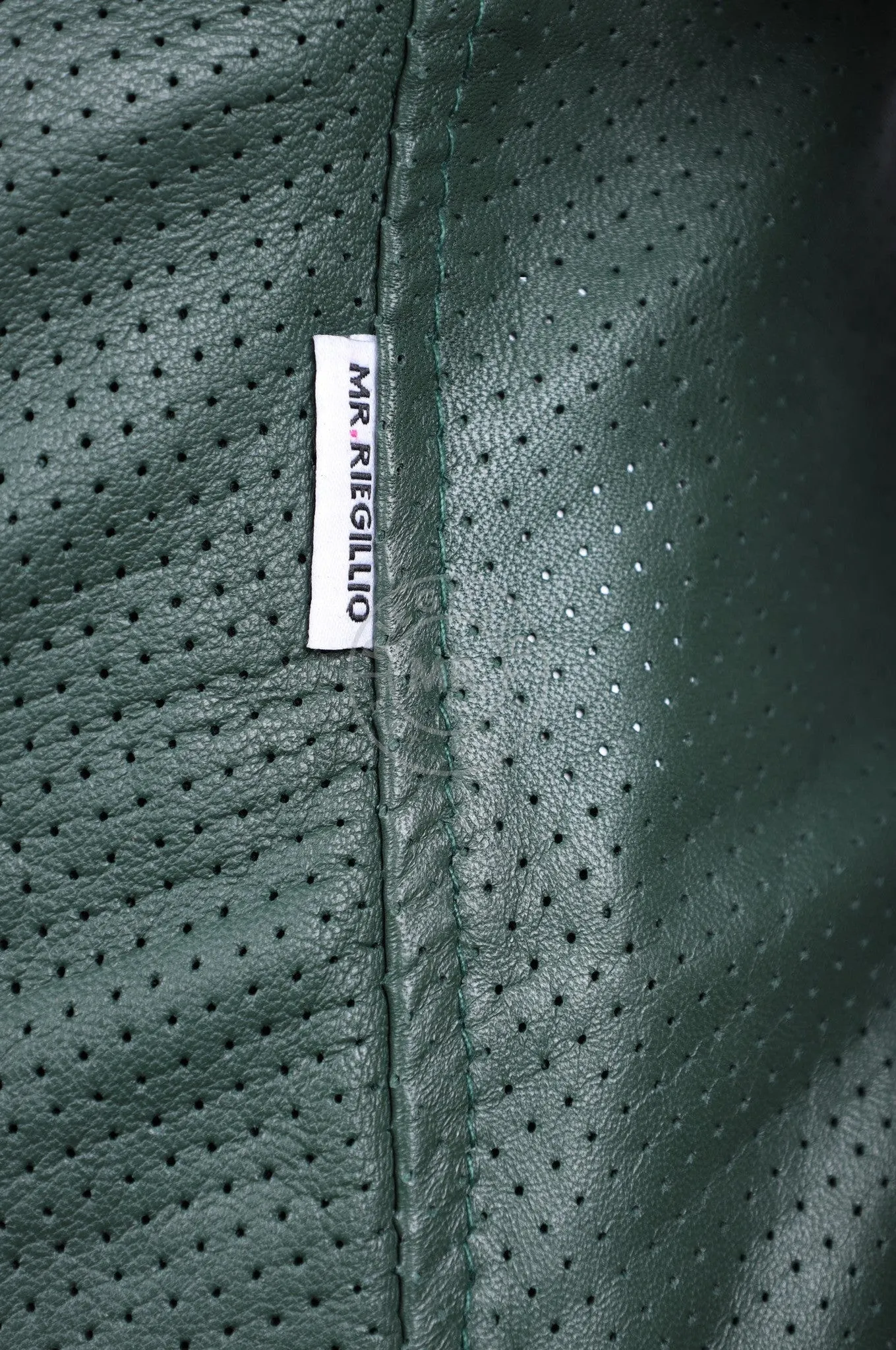 Dark Green Leather Perforated Shirt