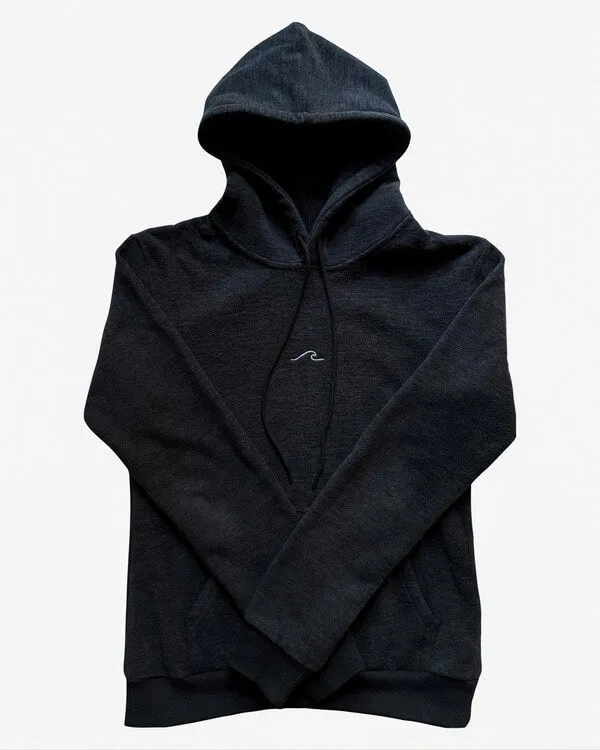 Eco Ocean Fleece Hoodie in Midnight Black