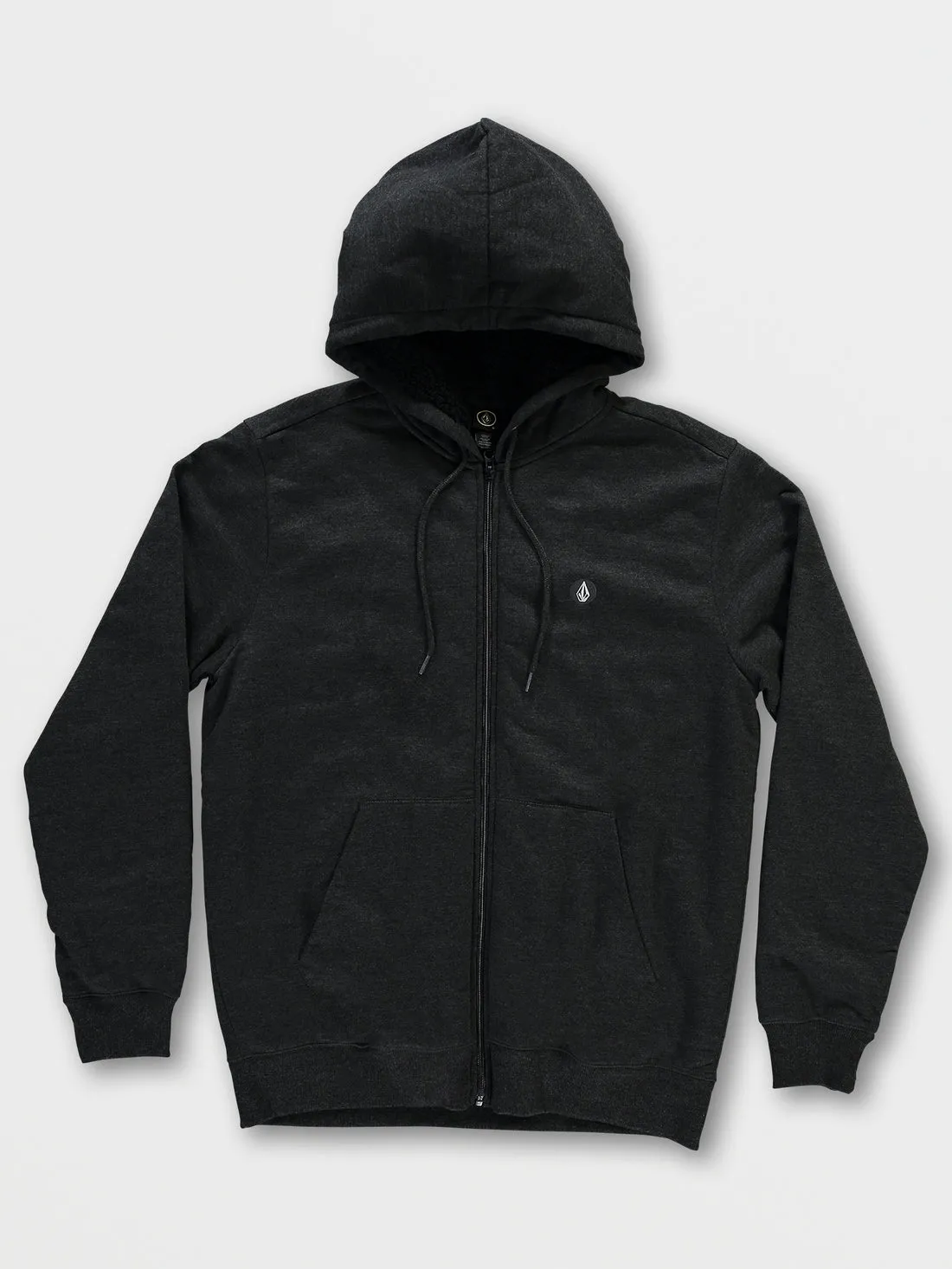 Foreman Zip Sherpa Fleece Hoodie - Heather Black