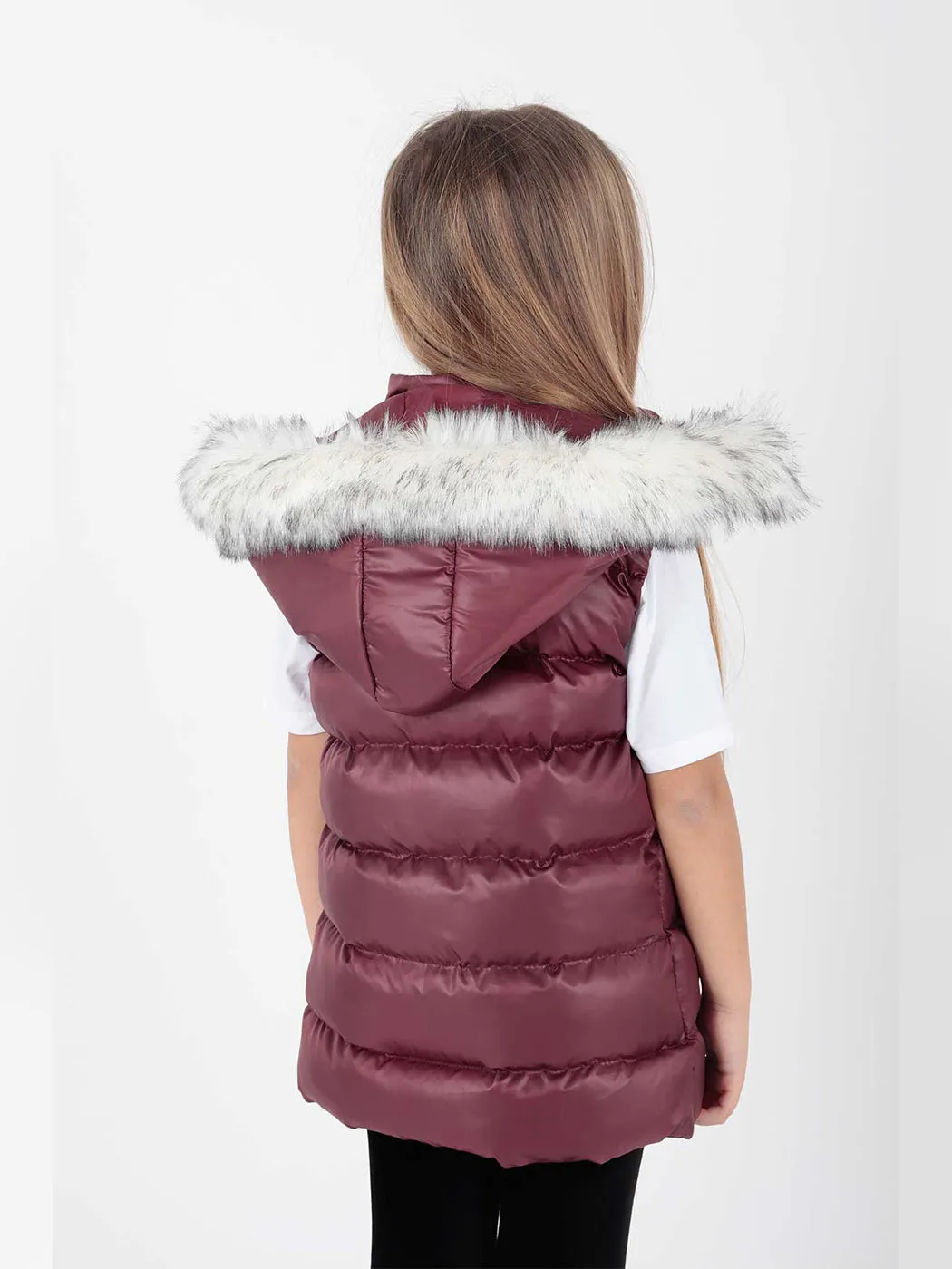 Girls Hooded trend fur swelling vest ak215657