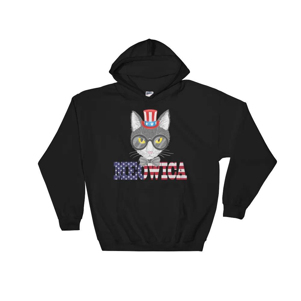 Gray Cat With Hat USA Hoodie