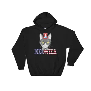 Gray Cat With Hat USA Hoodie