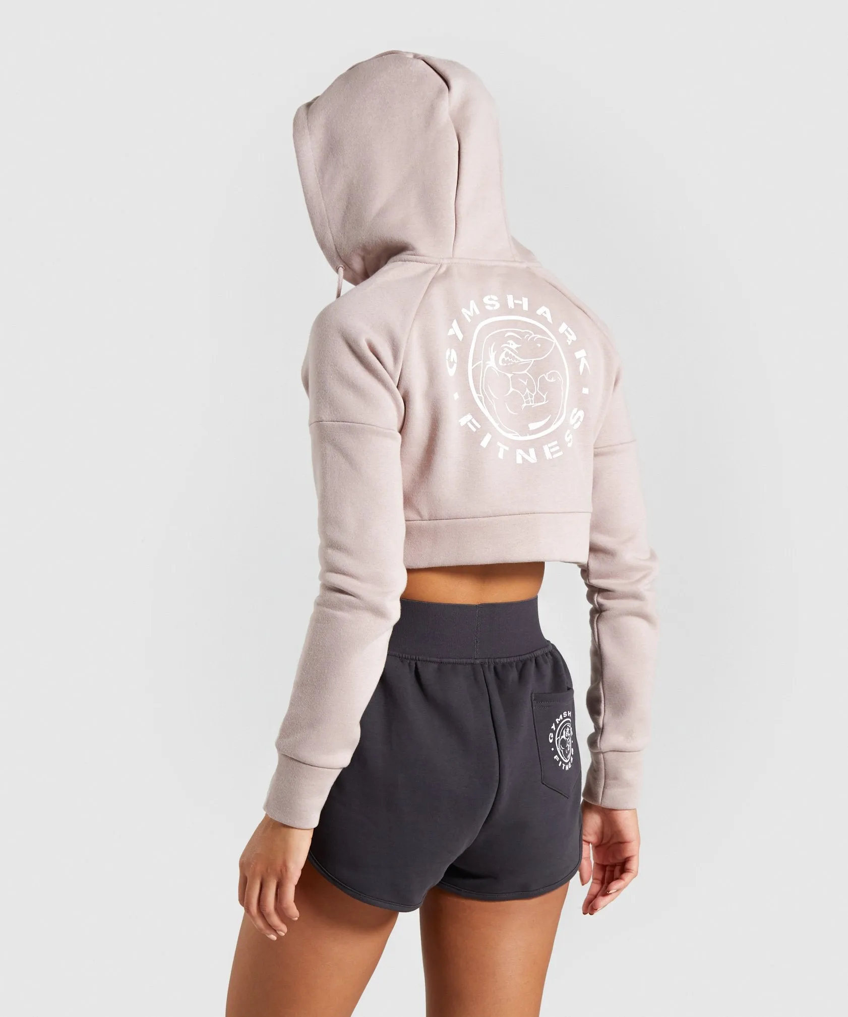 Gymshark Legacy Fitness Crop Zip Hoodie - Taupe