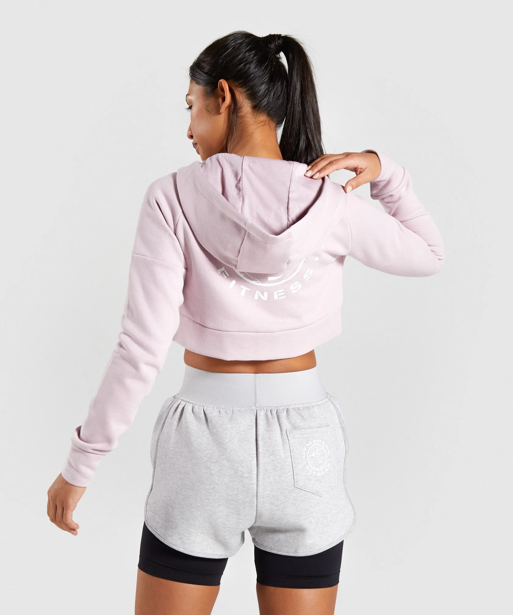 Gymshark Legacy Fitness Crop Zip Hoodie - Washed Lavender