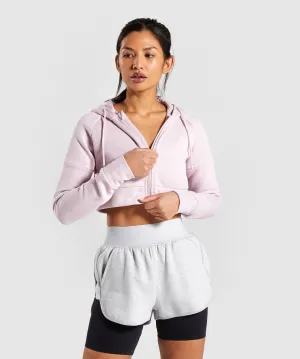 Gymshark Legacy Fitness Crop Zip Hoodie - Washed Lavender