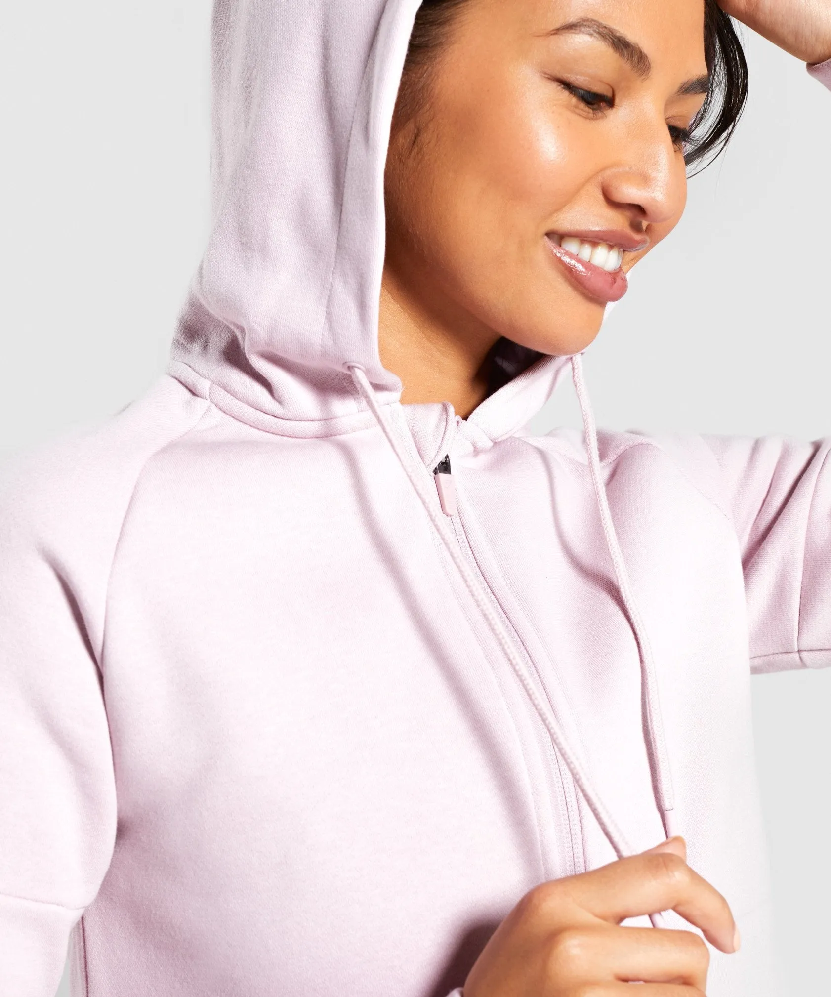 Gymshark Legacy Fitness Crop Zip Hoodie - Washed Lavender