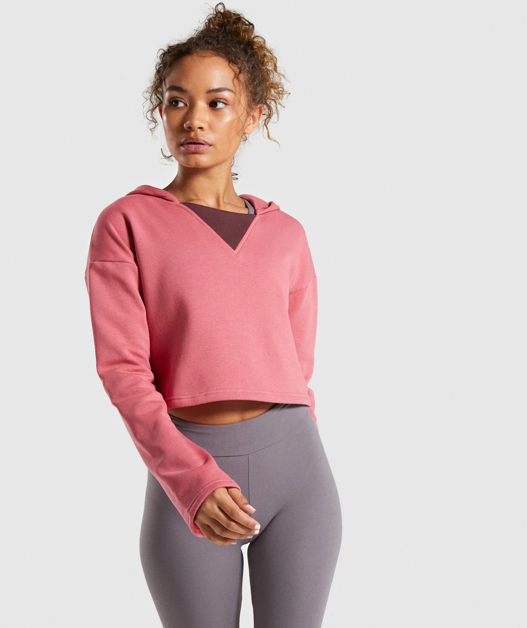 Gymshark Solo Cropped Hoodie - Rose Slate