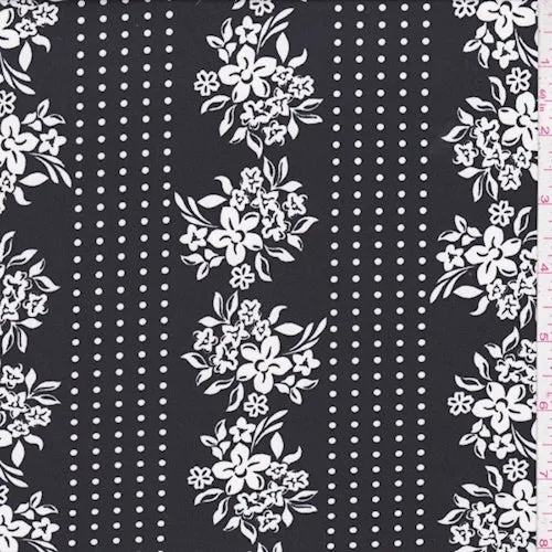 ITY Black/White Floral Stripe Nylon Jersey Knit Fabric