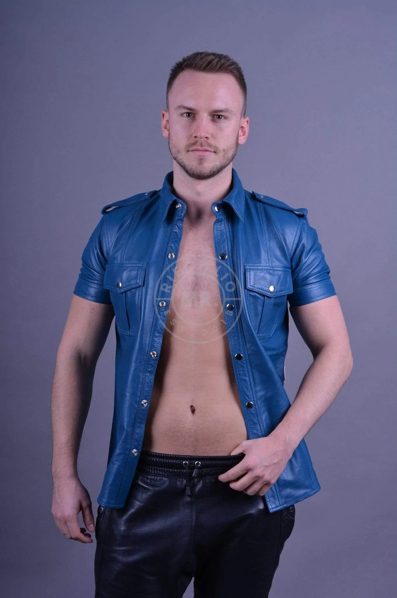 Jeans Blue Leather Shirt