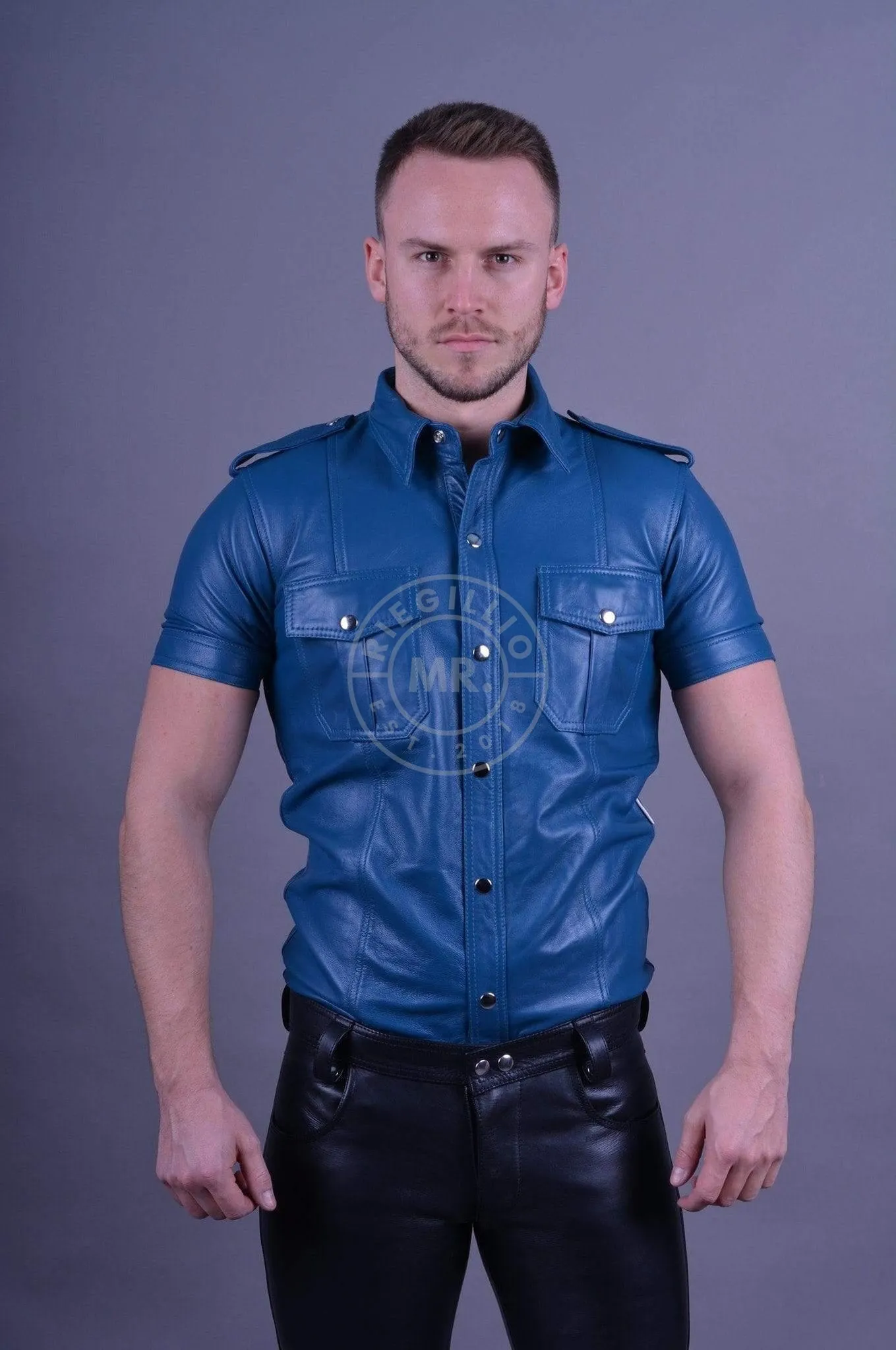 Jeans Blue Leather Shirt