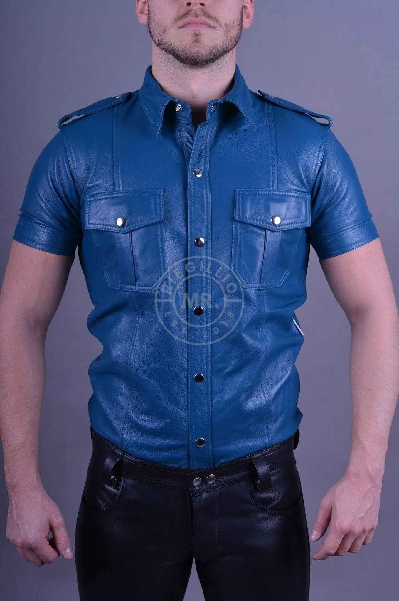 Jeans Blue Leather Shirt