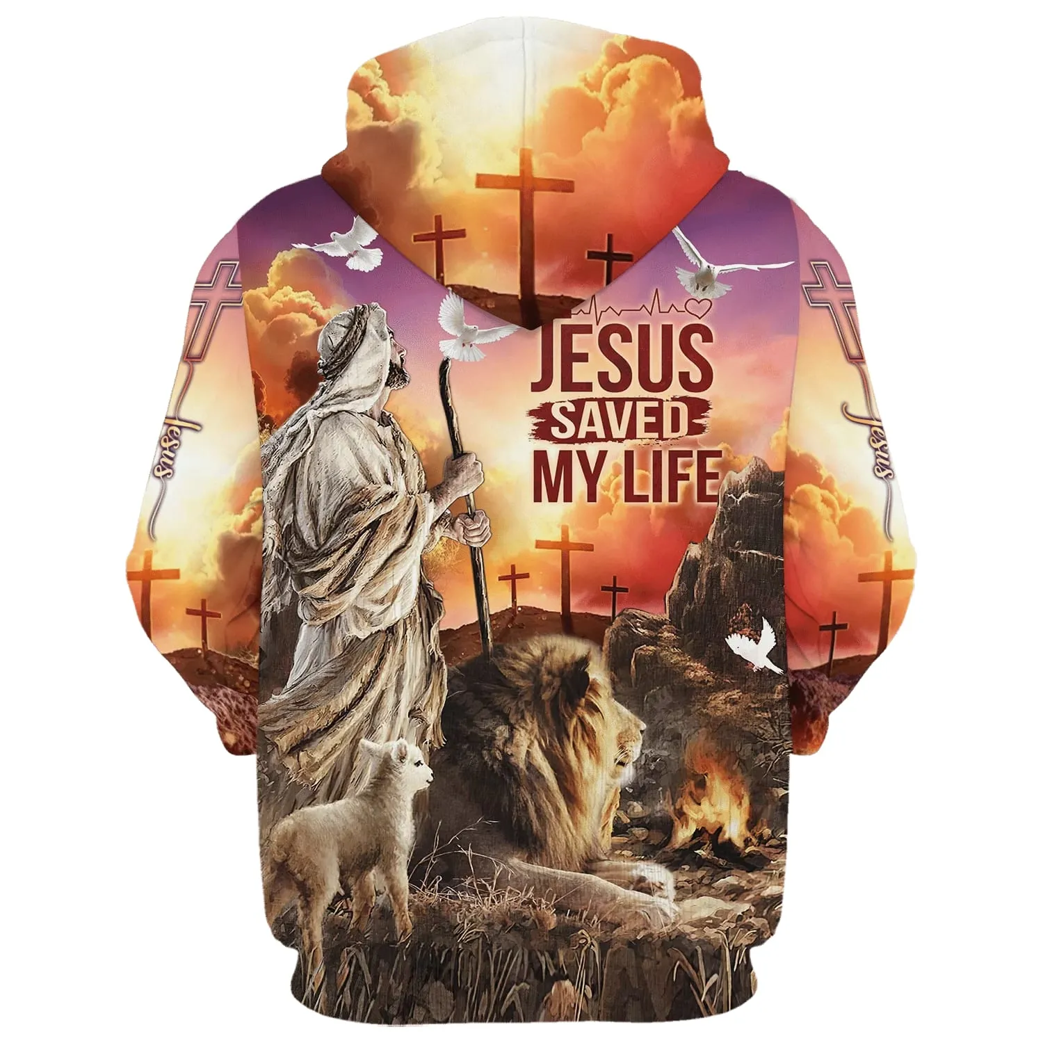 Jesus Saved My Life Hoodie The Lamb And Lion Hoodies Jesus Hoodie Men & Women Christian Hoodie 3D Printed Hoodie