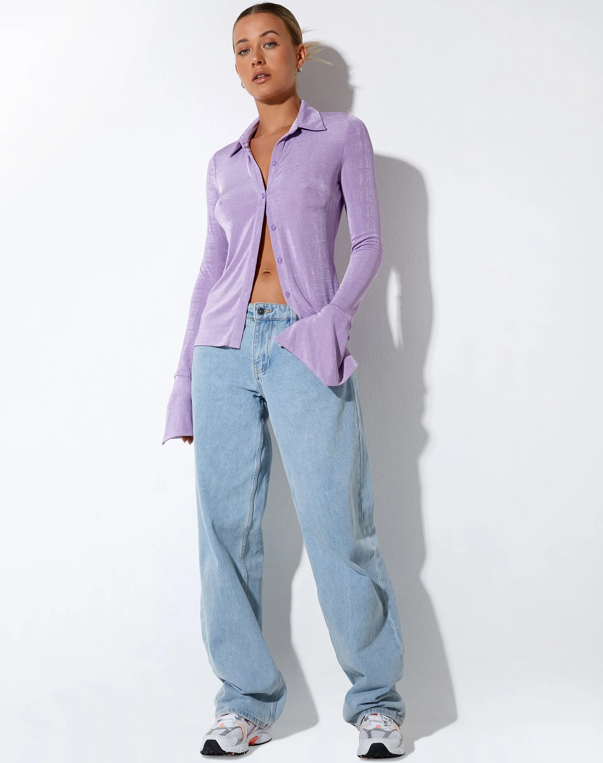 Keani Long Sleeve Shirt in Crepe Lavender