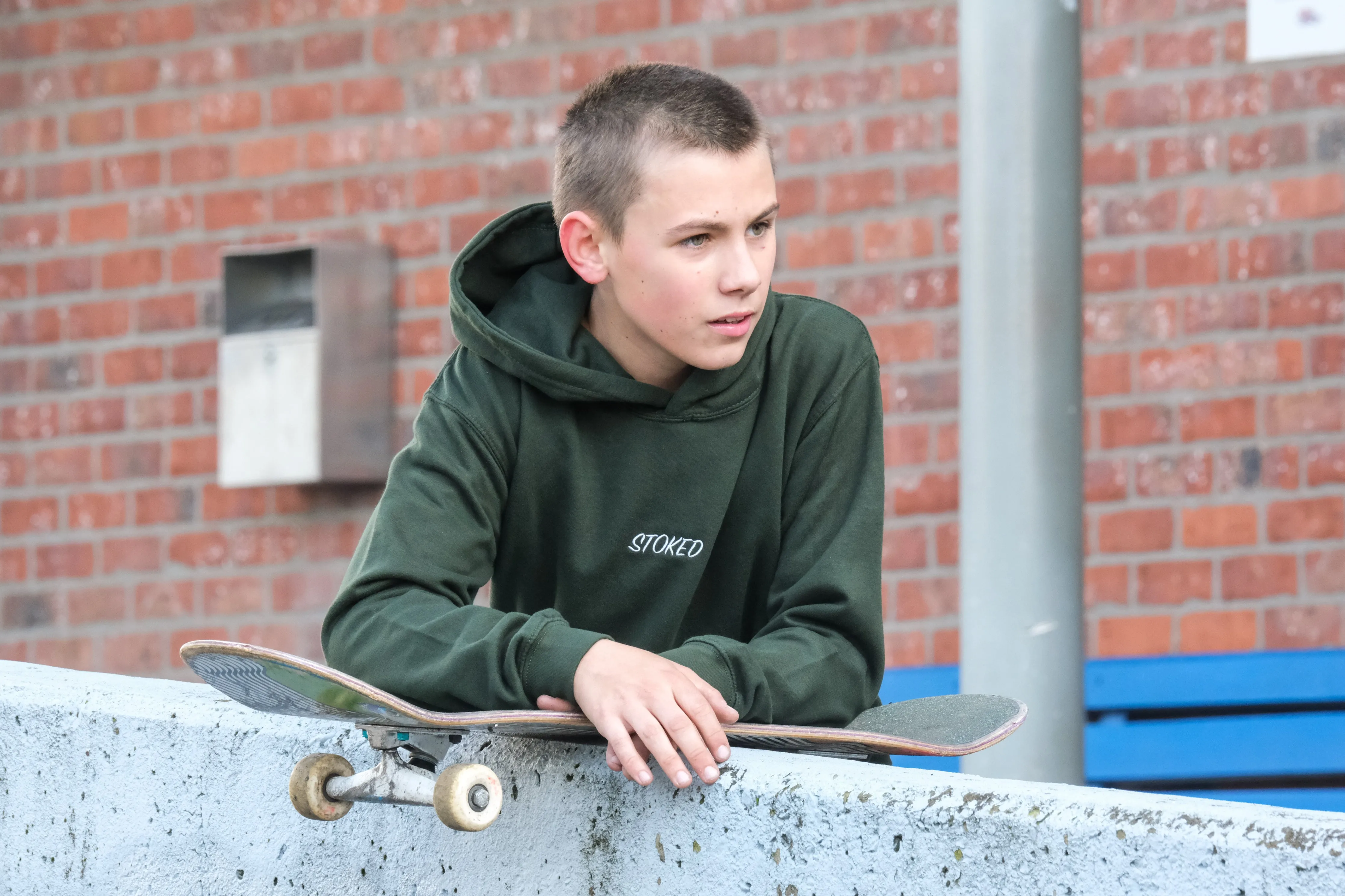 Kids Lightweight Script Hoodie Forest Green