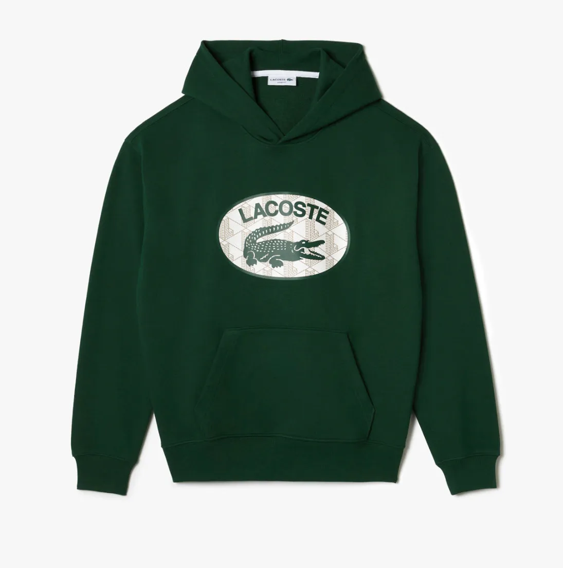 LACOSTE LOOSE-FIT OVERSIZED LOGO HOODED FLEECE SWEATSHIRT -Men’s-  Green