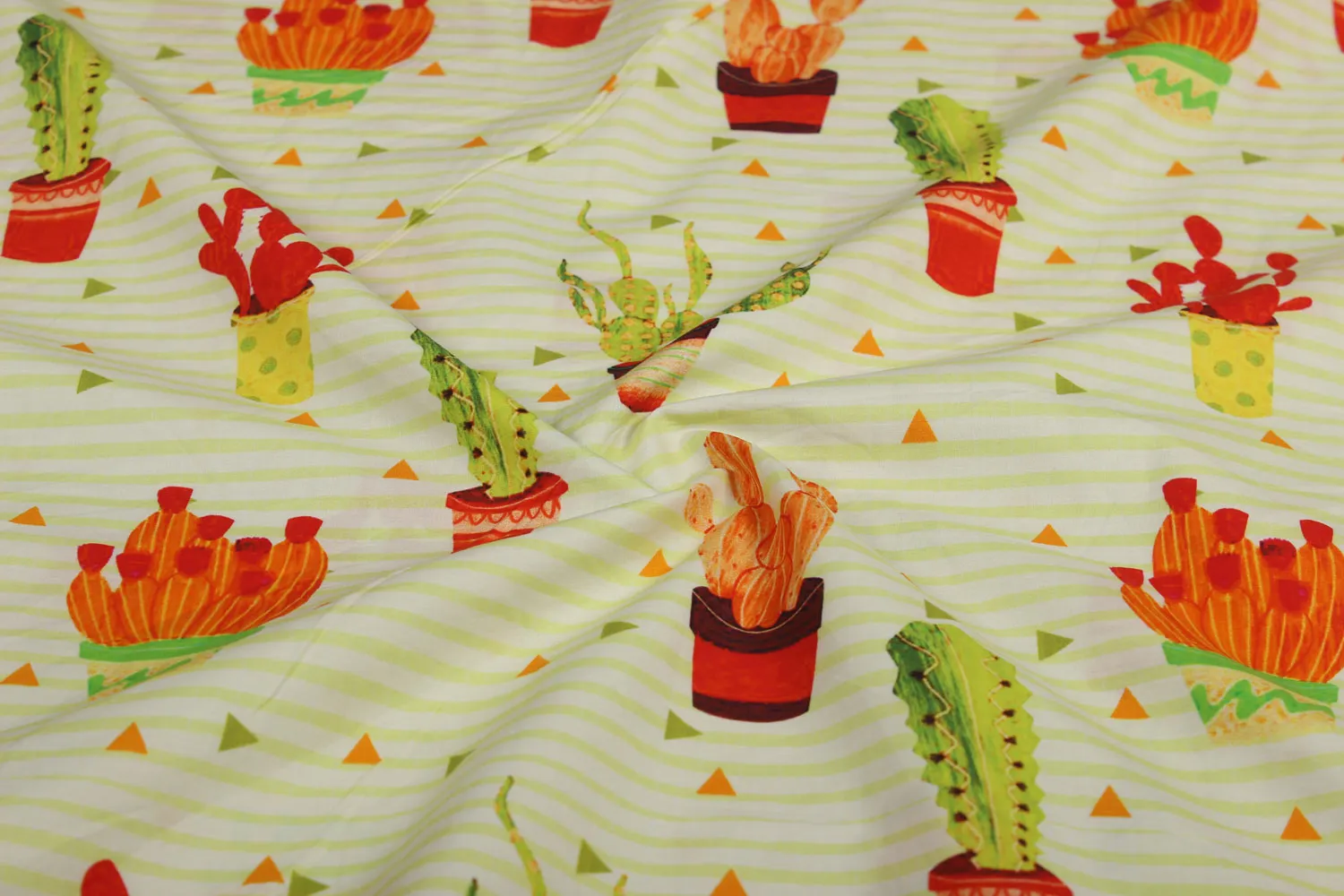 Light Green Objects Cotton Poplin Fabric