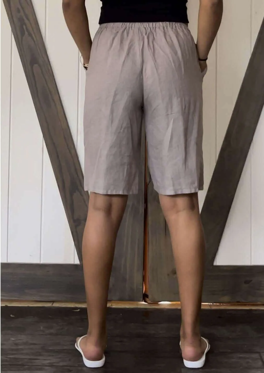 Linen Collection Khaki Grey Walking Shorts Made in USA