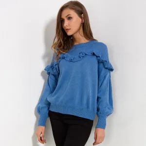 Loose Ruffles Lantern Long Sleeve Sweater