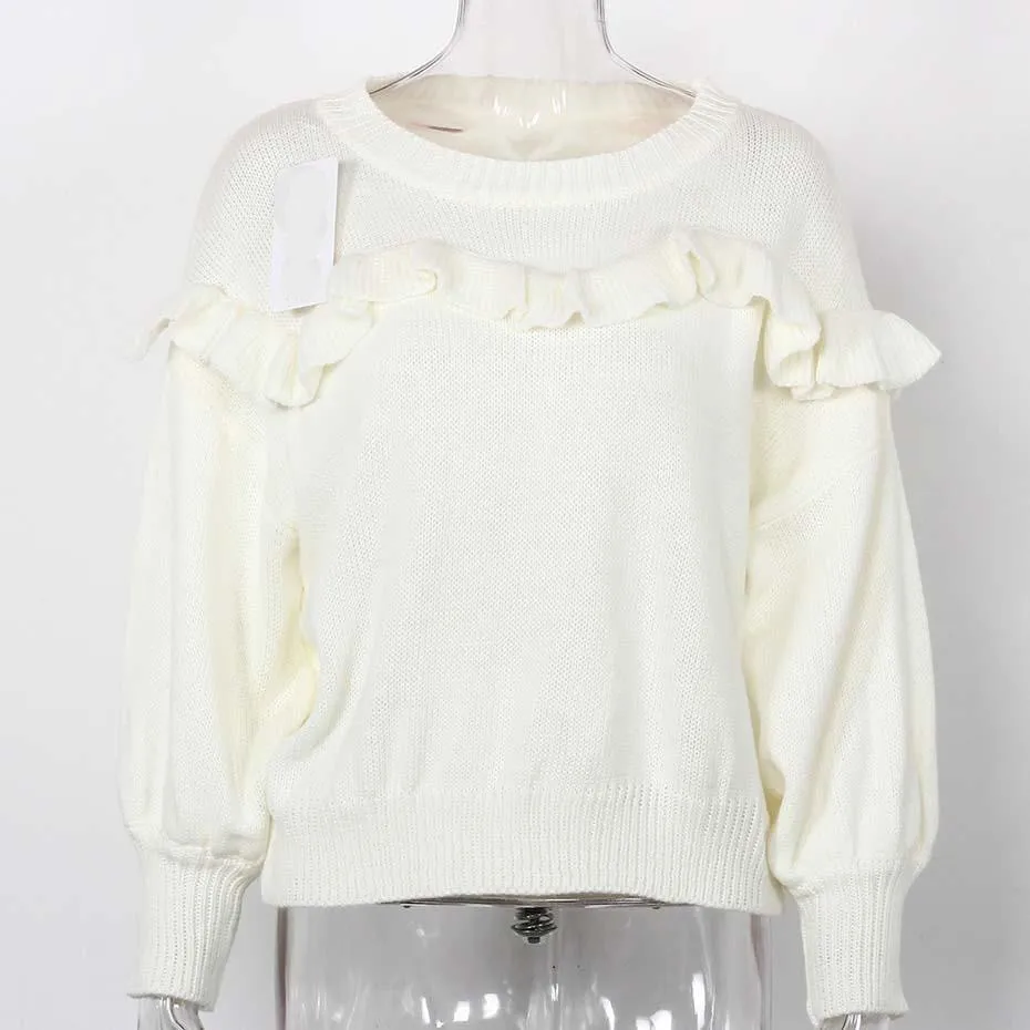 Loose Ruffles Lantern Long Sleeve Sweater