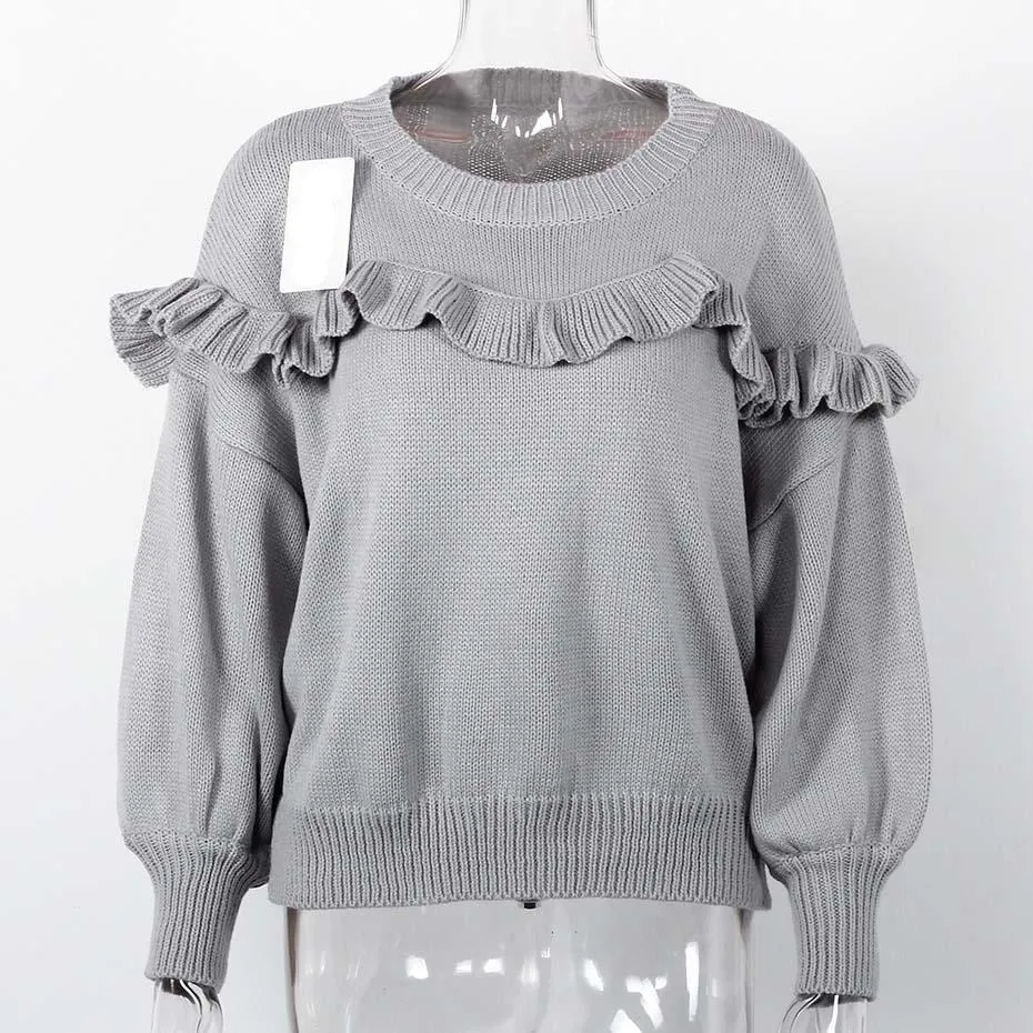 Loose Ruffles Lantern Long Sleeve Sweater