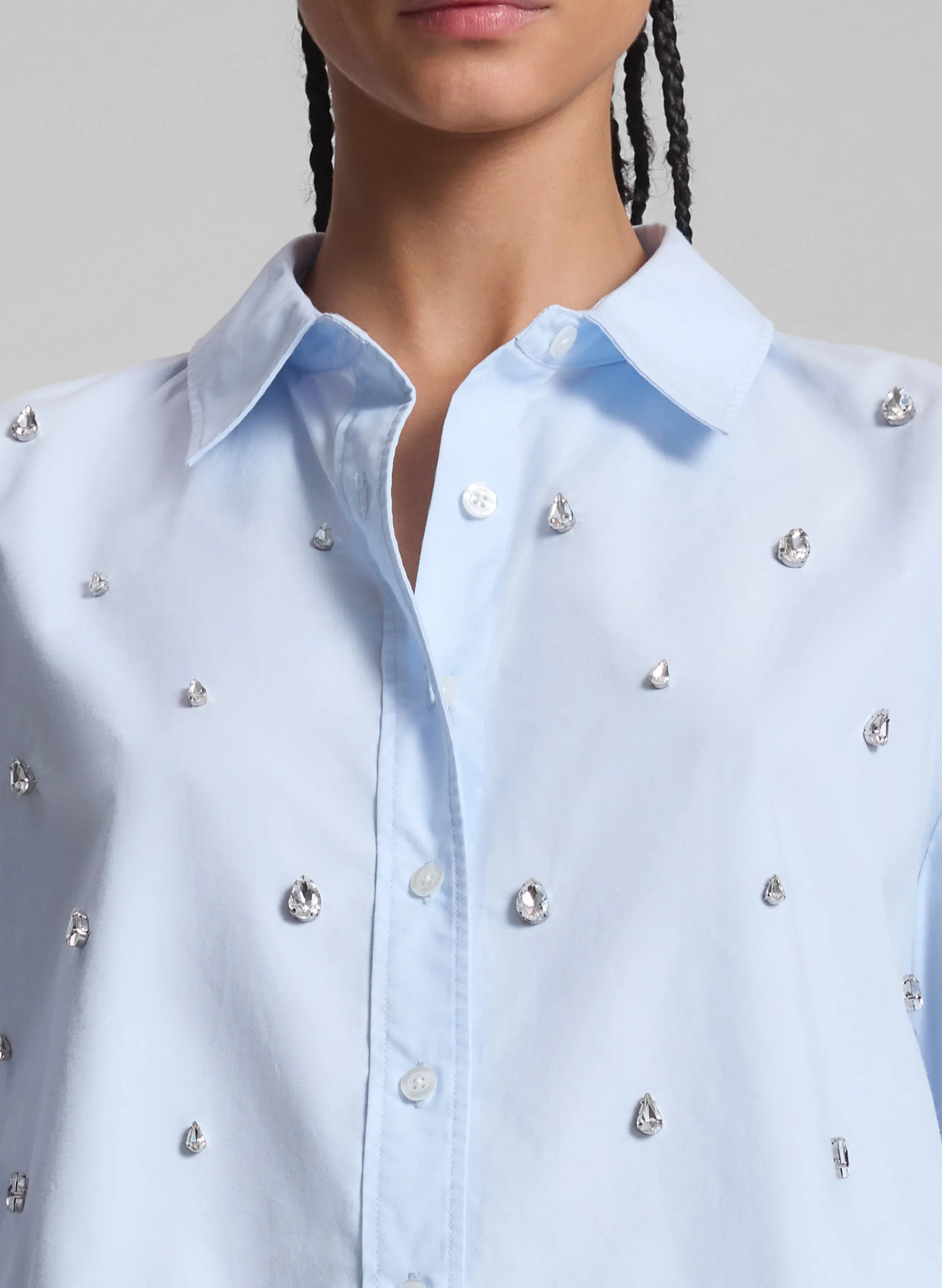 Mackie Embellished Cropped Cotton Shirt