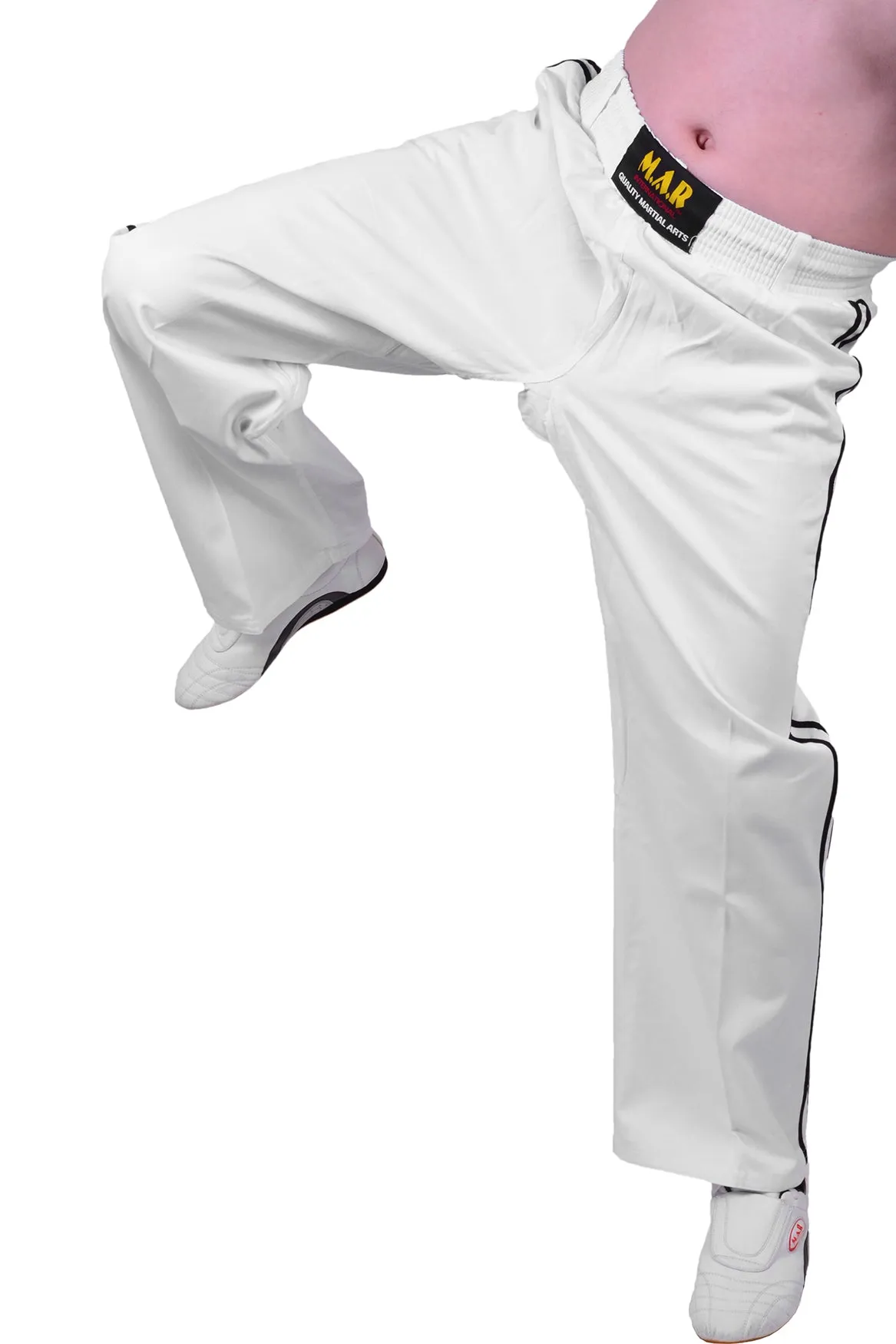 MAR-088C | White & Black Kickboxing & Freestyle Two-Striped Trousers