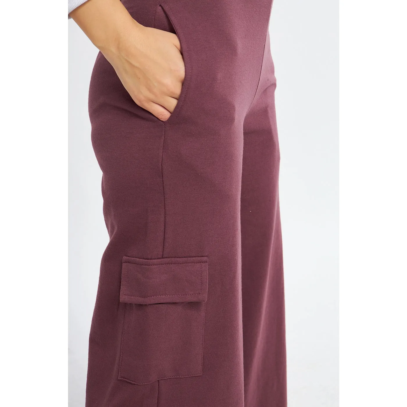 Mauve Purple Wide Leg Cargo Trousers